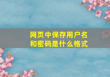 网页中保存用户名和密码是什么格式