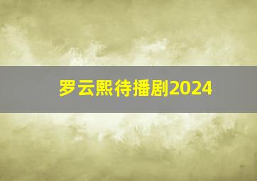 罗云熙待播剧2024