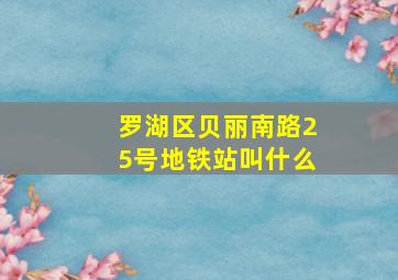 罗湖区贝丽南路25号地铁站叫什么