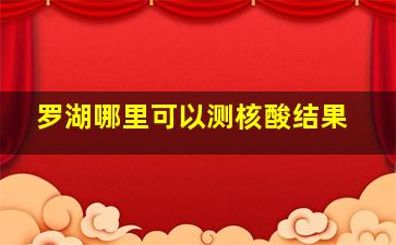 罗湖哪里可以测核酸结果