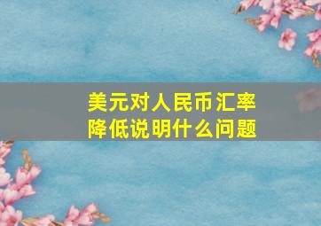 美元对人民币汇率降低说明什么问题