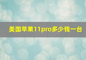 美国苹果11pro多少钱一台