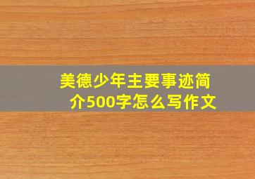 美德少年主要事迹简介500字怎么写作文