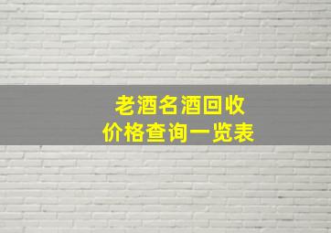 老酒名酒回收价格查询一览表