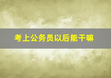 考上公务员以后能干嘛