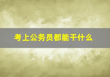 考上公务员都能干什么