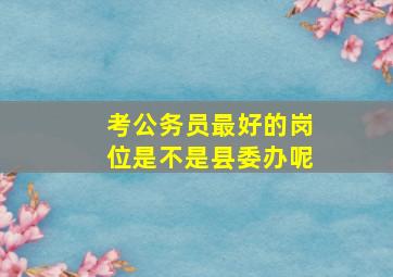 考公务员最好的岗位是不是县委办呢