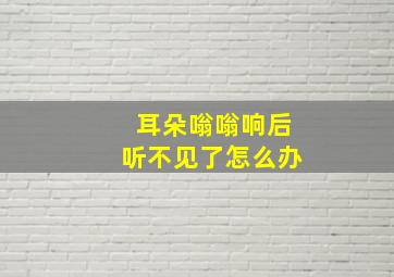 耳朵嗡嗡响后听不见了怎么办