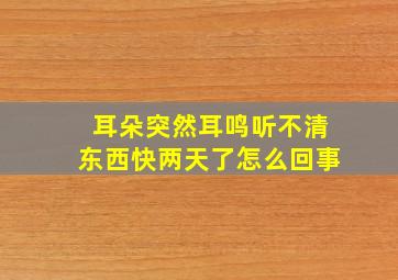 耳朵突然耳鸣听不清东西快两天了怎么回事