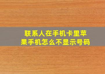 联系人在手机卡里苹果手机怎么不显示号码