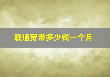 联通宽带多少钱一个月