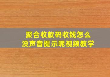 聚合收款码收钱怎么没声音提示呢视频教学