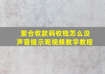 聚合收款码收钱怎么没声音提示呢视频教学教程