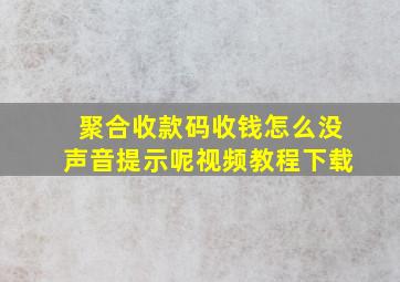 聚合收款码收钱怎么没声音提示呢视频教程下载