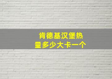 肯德基汉堡热量多少大卡一个