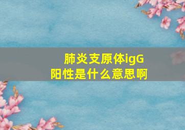 肺炎支原体igG阳性是什么意思啊