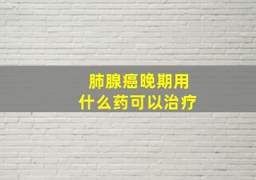 肺腺癌晚期用什么药可以治疗