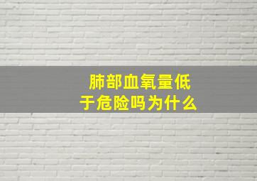 肺部血氧量低于危险吗为什么