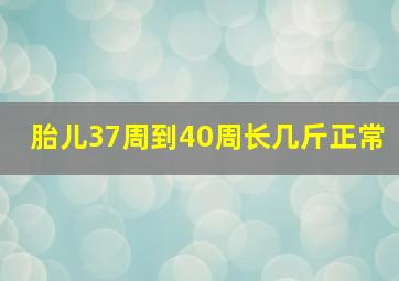 胎儿37周到40周长几斤正常