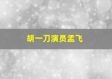 胡一刀演员孟飞