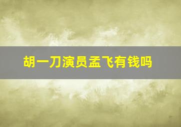 胡一刀演员孟飞有钱吗