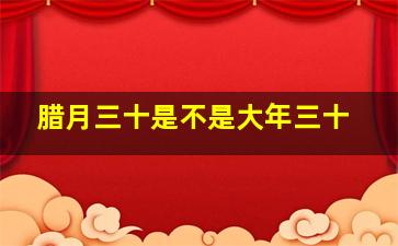 腊月三十是不是大年三十