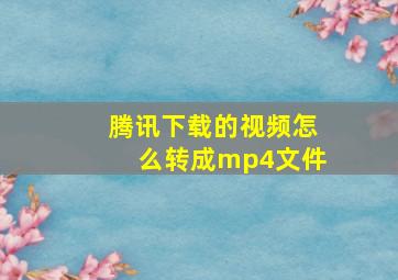 腾讯下载的视频怎么转成mp4文件