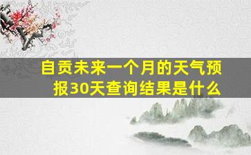 自贡未来一个月的天气预报30天查询结果是什么