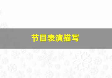 节目表演描写