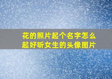 花的照片起个名字怎么起好听女生的头像图片