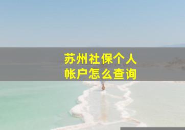 苏州社保个人帐户怎么查询