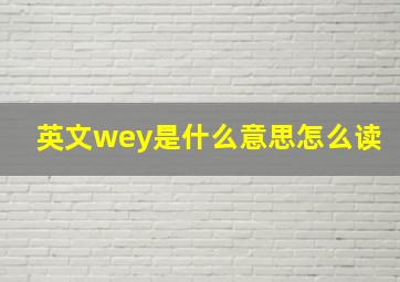 英文wey是什么意思怎么读