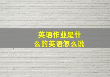 英语作业是什么的英语怎么说