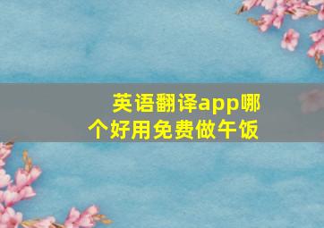 英语翻译app哪个好用免费做午饭