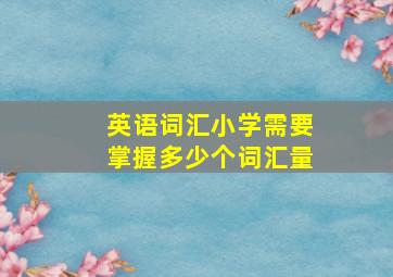 英语词汇小学需要掌握多少个词汇量