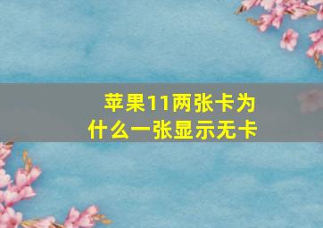 苹果11两张卡为什么一张显示无卡