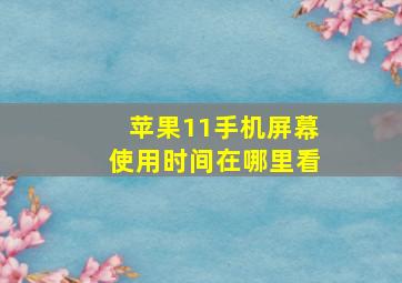 苹果11手机屏幕使用时间在哪里看