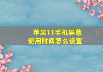 苹果11手机屏幕使用时间怎么设置