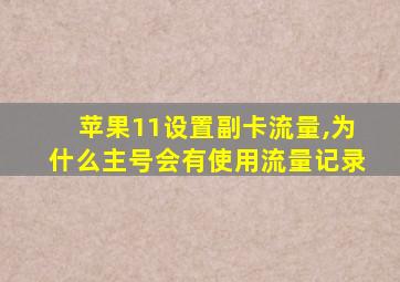 苹果11设置副卡流量,为什么主号会有使用流量记录