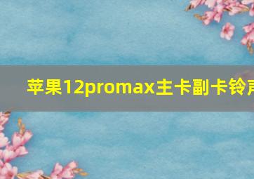 苹果12promax主卡副卡铃声