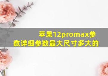 苹果12promax参数详细参数最大尺寸多大的