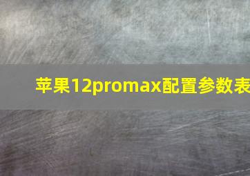 苹果12promax配置参数表