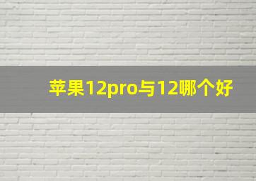 苹果12pro与12哪个好