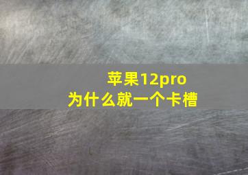 苹果12pro为什么就一个卡槽