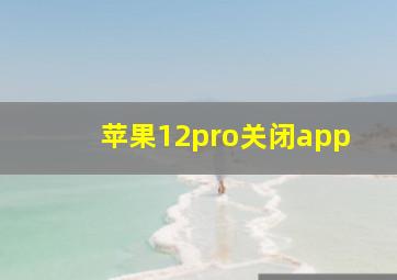 苹果12pro关闭app