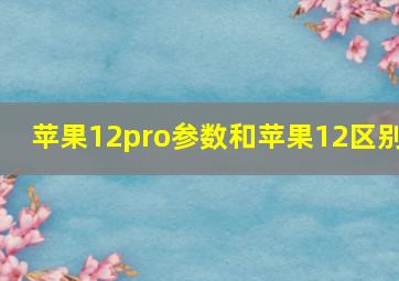 苹果12pro参数和苹果12区别