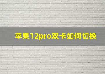 苹果12pro双卡如何切换