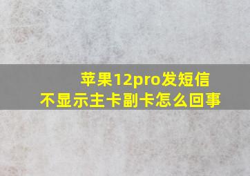 苹果12pro发短信不显示主卡副卡怎么回事