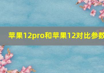 苹果12pro和苹果12对比参数