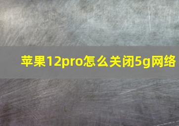 苹果12pro怎么关闭5g网络